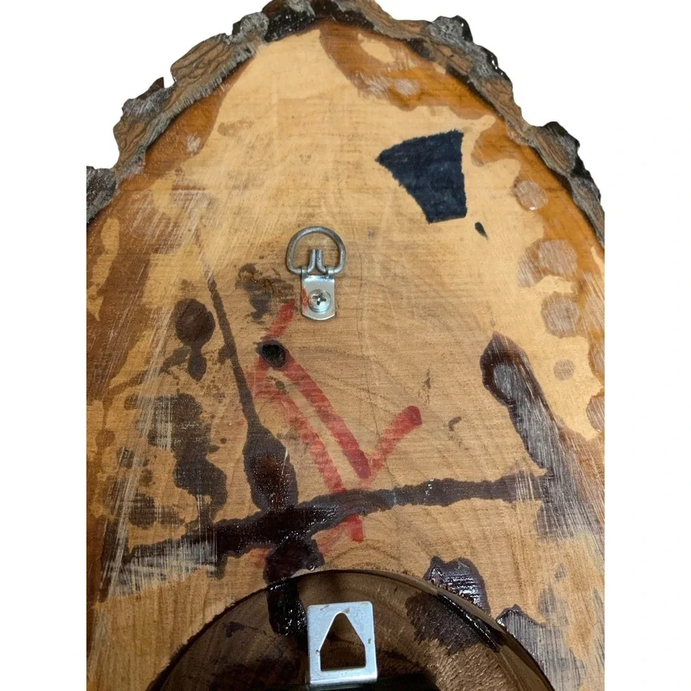 Vintage Ozark Supply Co Handmade Live Edge Wood Slab Wall Clock Rustic MCM 16